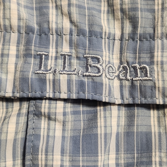 L.L.Bean Men's Tropicwear Blue Plaid Short-Sleeve Button Down Shirt XXL F41 - Picture 3 of 9